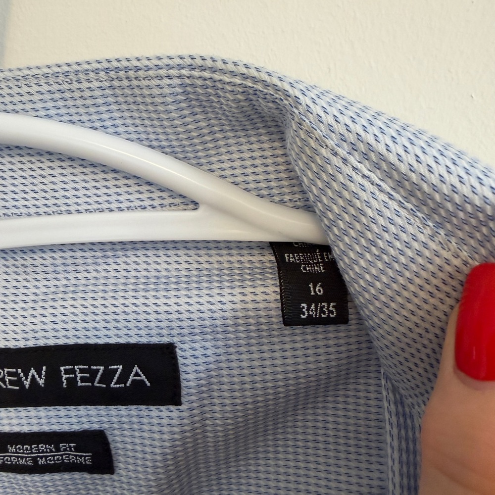 Andrew Fezza Pale Blue Micro-Check Button-Up Dress Shirt - Picture 4 of 8